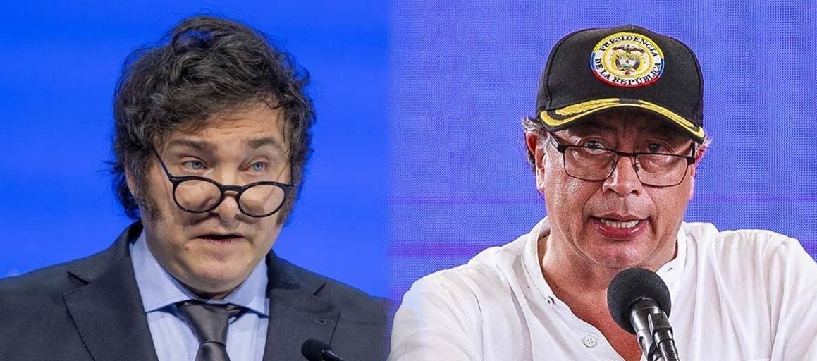 Javier Milei, Presidente de Argentina, y Gustavo Petro, mandatario de Colombia.
