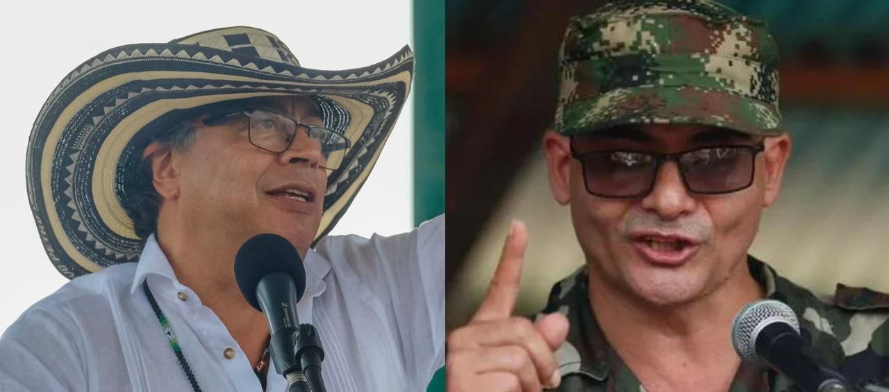 El Presidente Gustavo Petro e 'Iván Mordisco'.