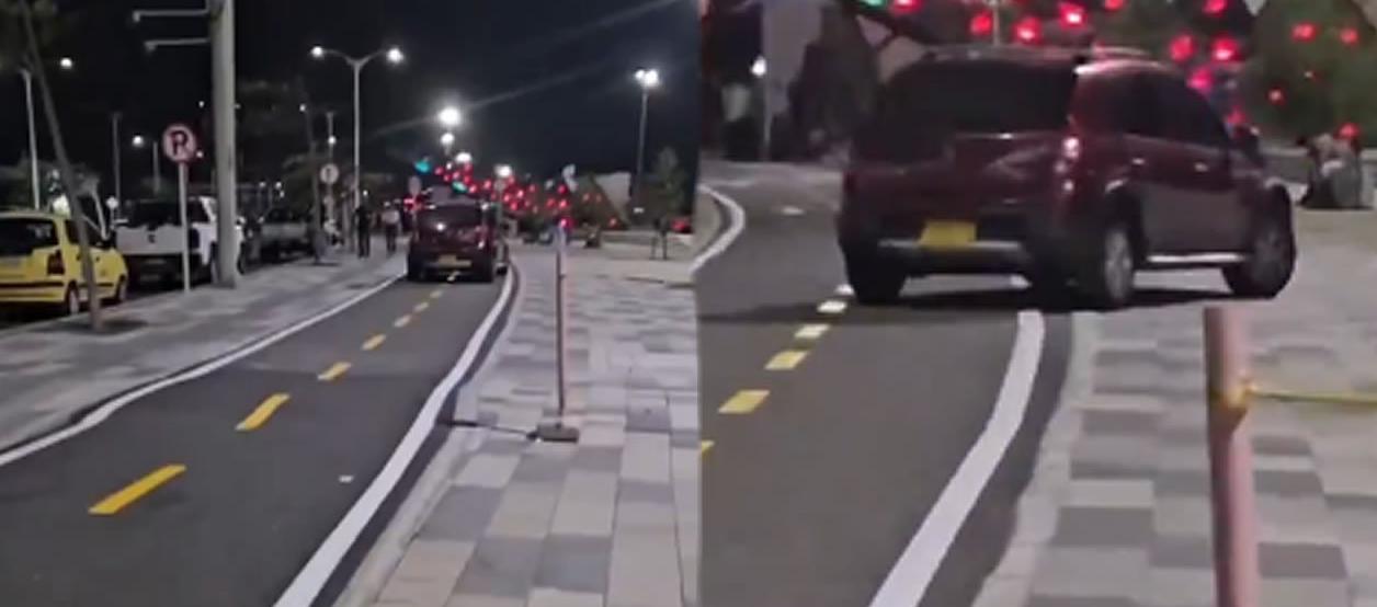 Vehículo que invadió la zona peatonal de El Malecón. 