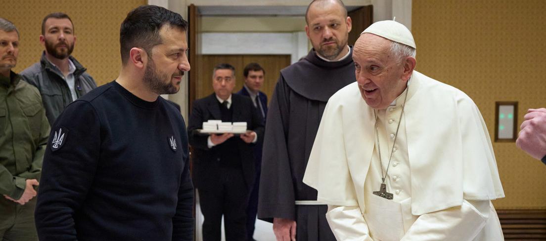 El presidente ucraniano, Volodímir Zelenski y el Papa Francisco.