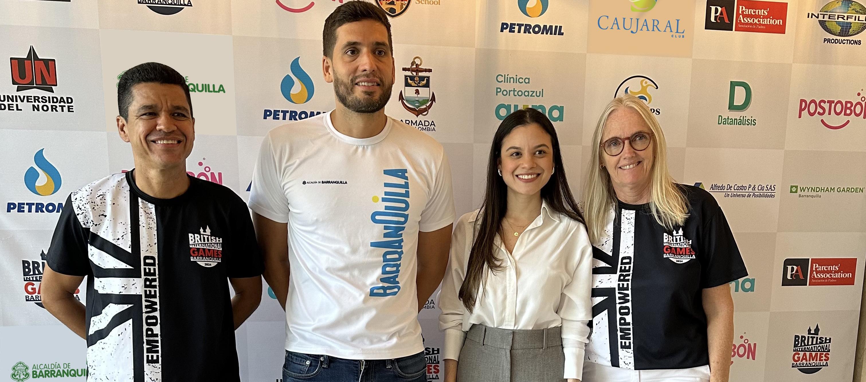 Jack Polo, Daniel Trujillo, Cristina Torrents y la rectora Jeannette Rinkel, en la presentación de los Big Games 2024. 