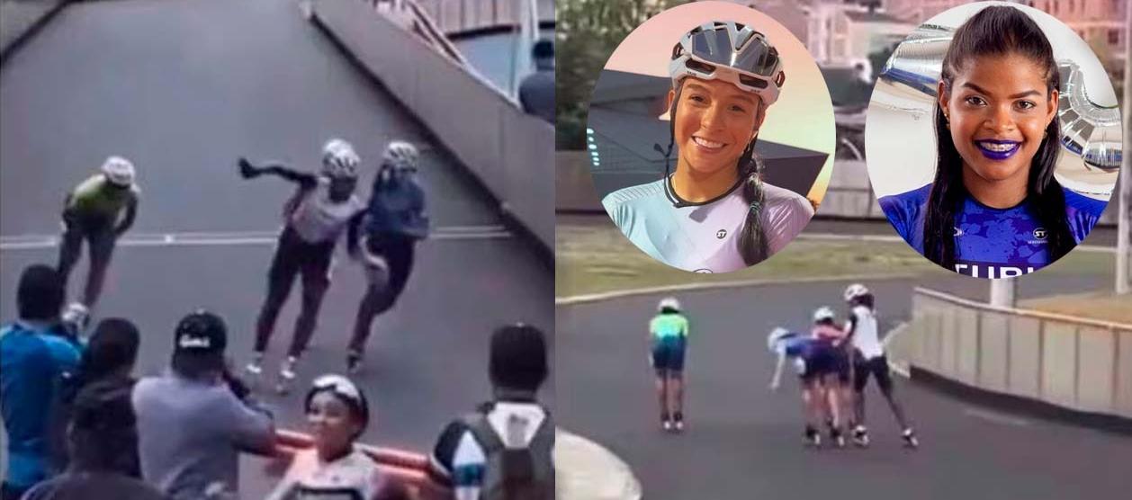 Imágenes de la agresión entre las patinadoras María José Porto y Geiny Pájaro. 