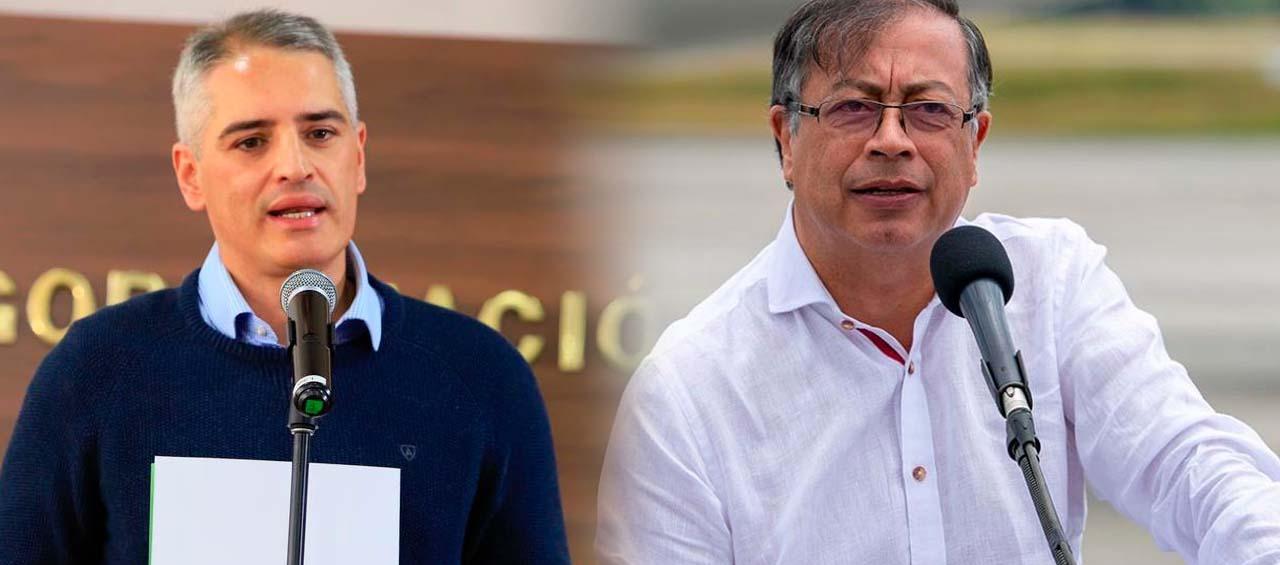 El gobernador de Antioquia, Andrés Julián Rendón, y el presidente Gustavo Petro
