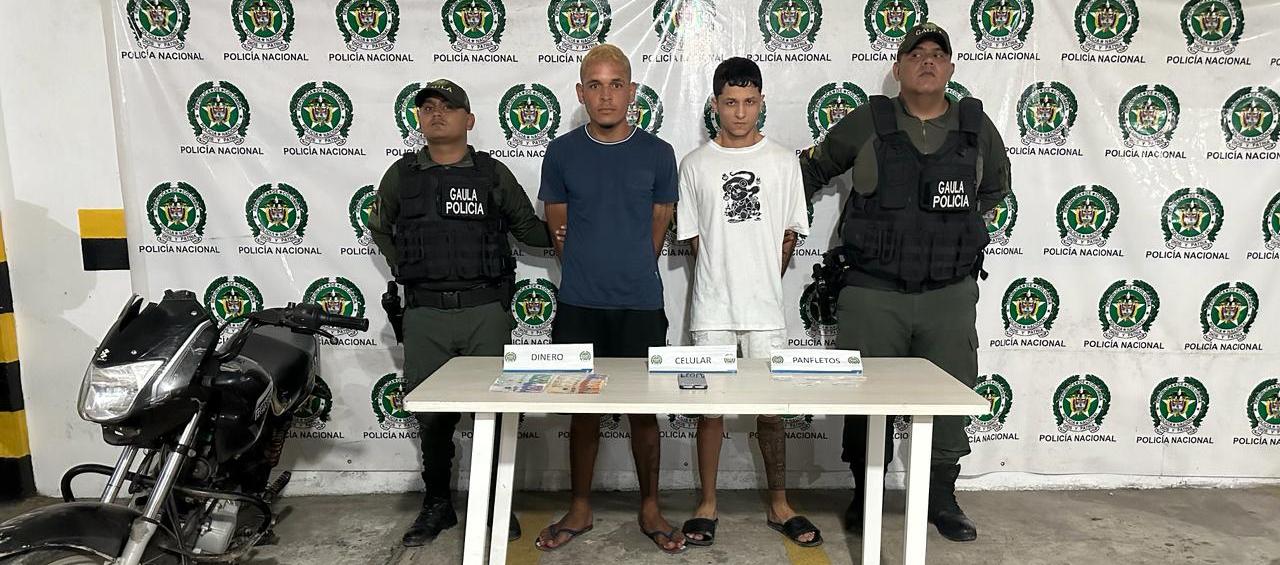 Capturados dos presuntos extorsionistas. 