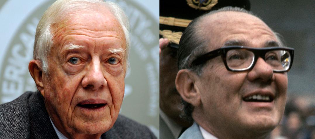 Expresidente estadounidense Jimmy Carter y el expresidente colombiano Alfonso López Michelsen.