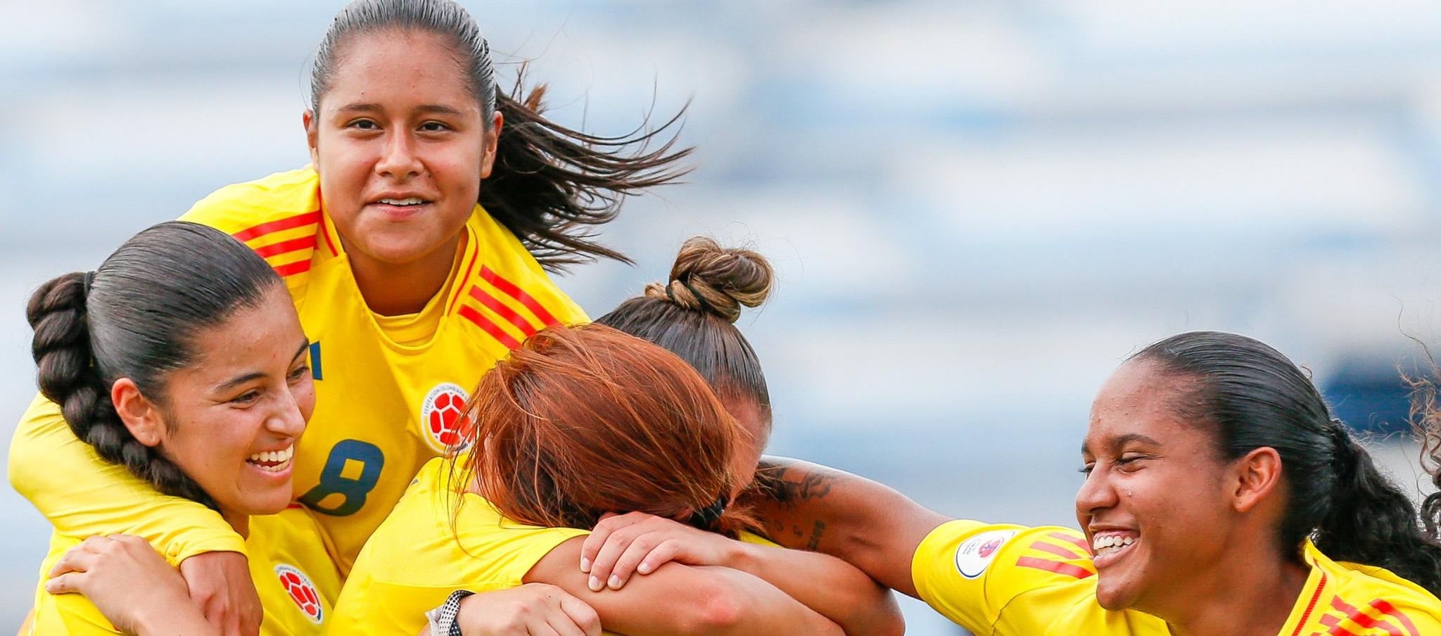 La celebración de las jugadoras colombianas.