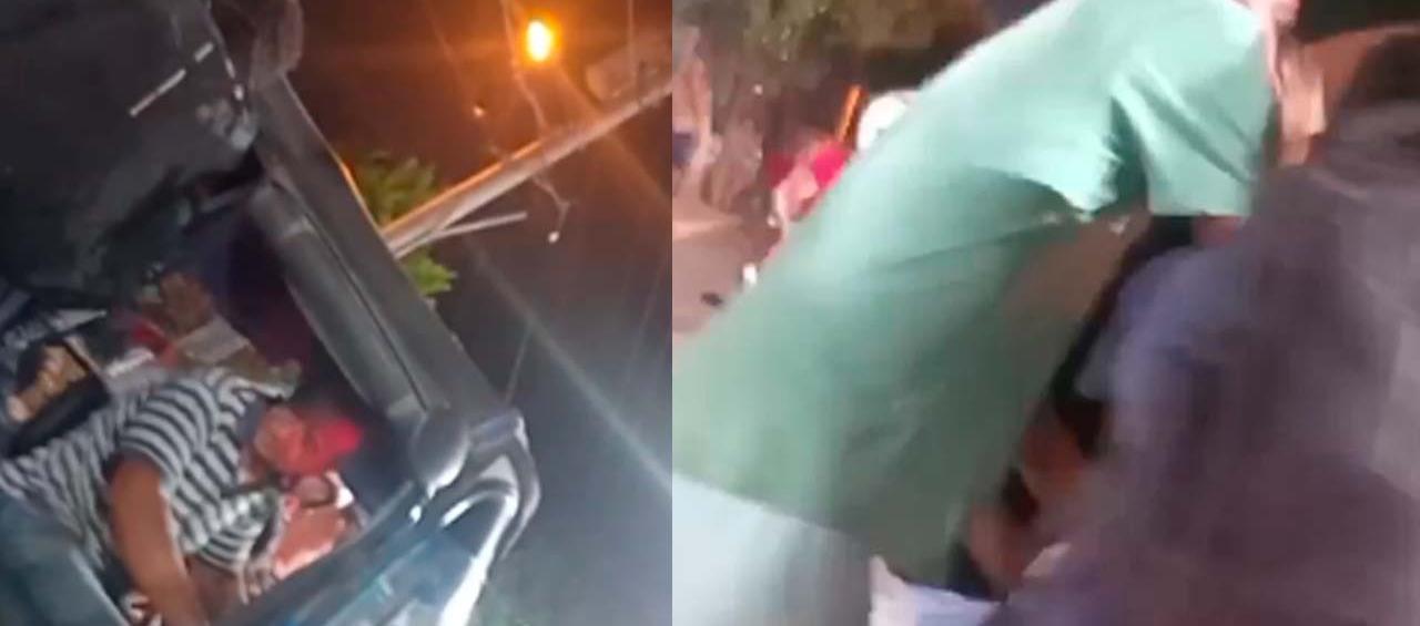 Momento en que una de las mujeres era llevada en un motocarro a la clínica. 