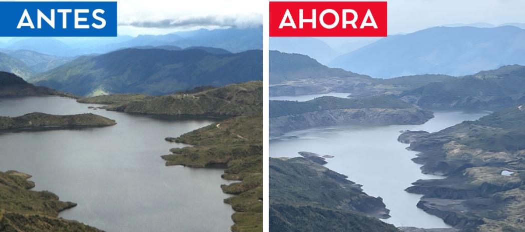 Panorama en Chingaza en un "antes" y en la actualidad.