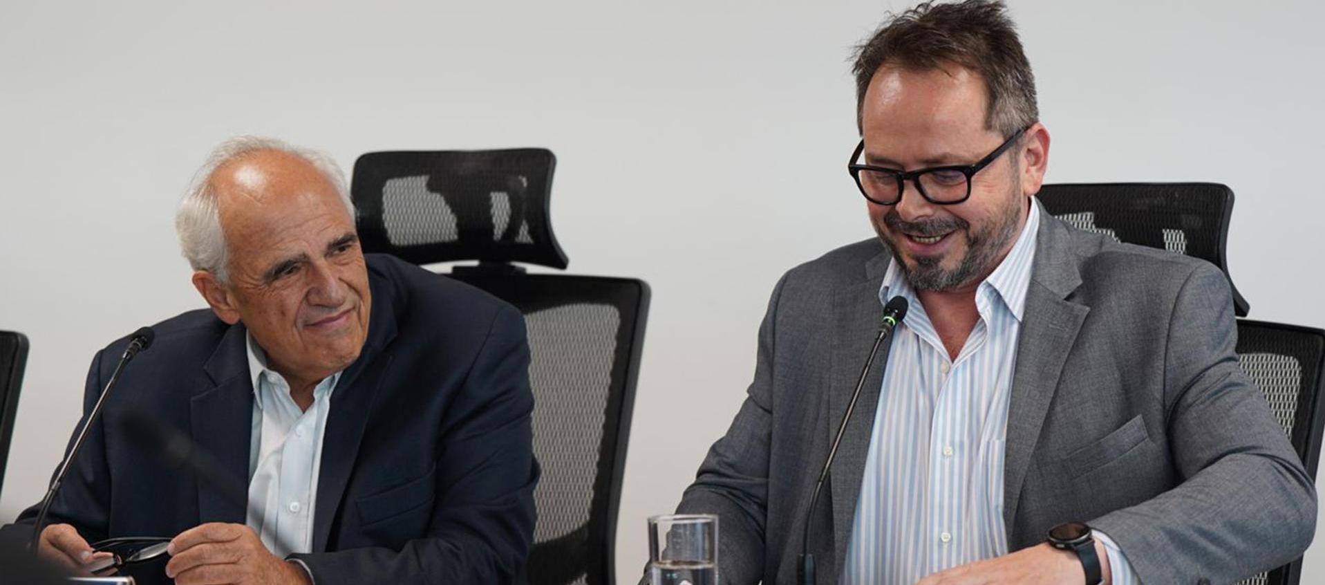 El expresidente Ernesto Samper y el representante del secretario general de la ONU en Colombia, Carlos Ruiz Massieu.