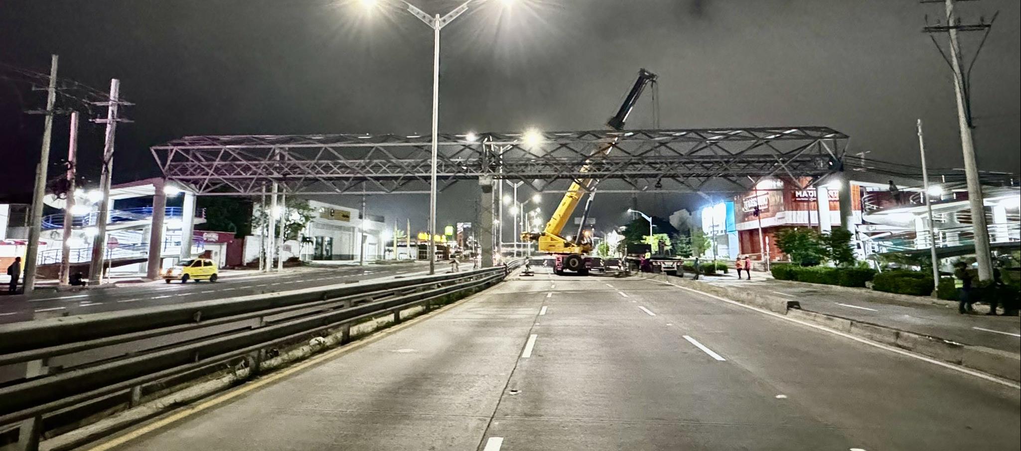 El puente instalado.