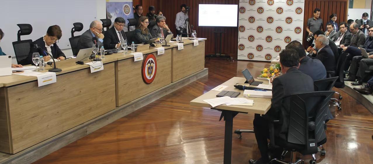 Audiencia en la Corte Constitucional con el Ministro de Hacienda, Ricardo Bonilla.