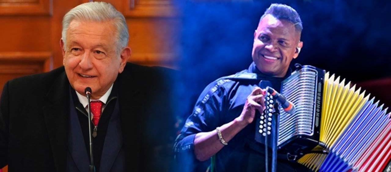 Presidente de México Andrés Manuel López Obrador y el cantautor Omar Geles.