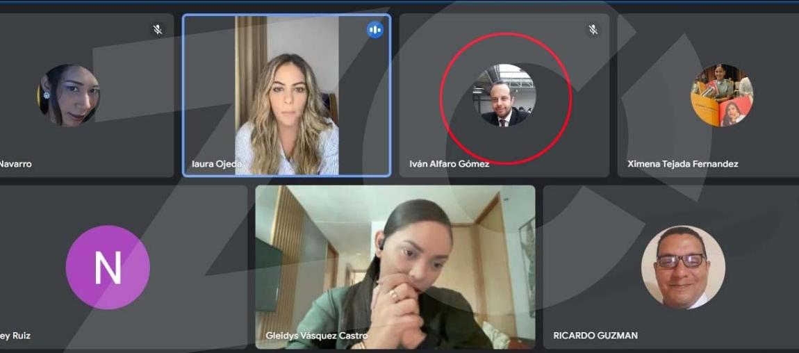 Imagen de la audiencia en donde estaban Laura Ojeda y su abogado Iván Alfaro Gómez.