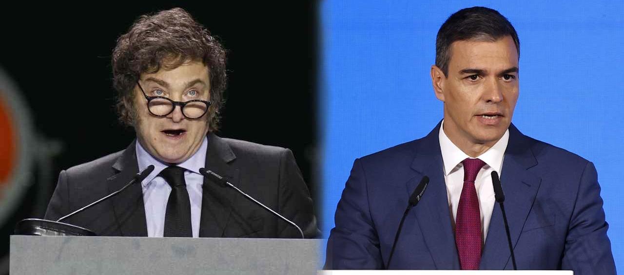 El Presidente de Argentina, Javier Milei, y el Presidente de España, Pedro Sánchez. 