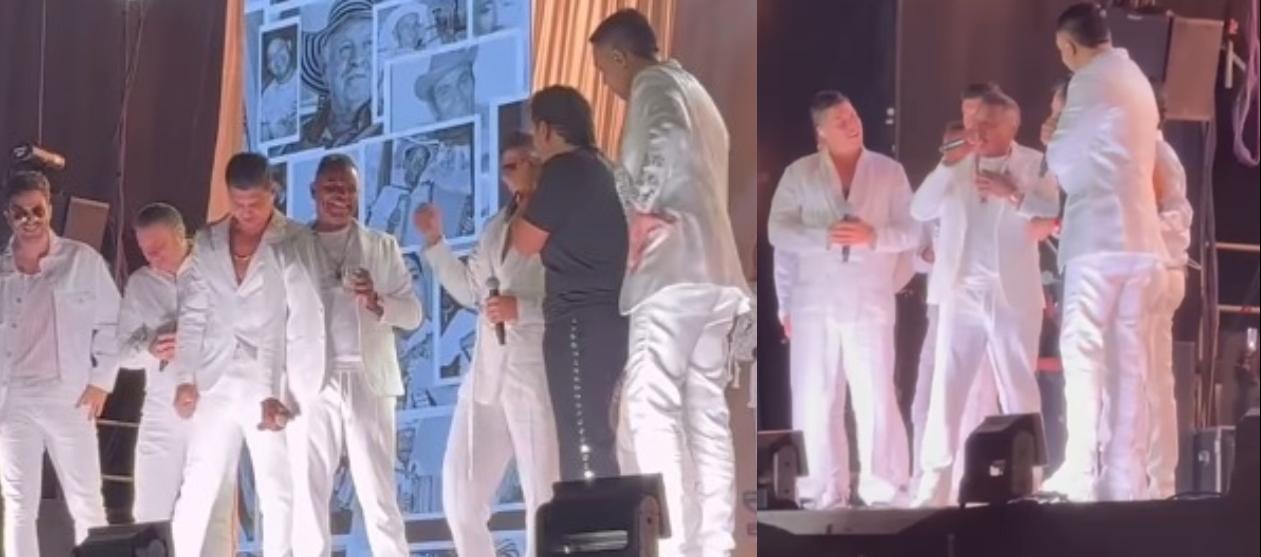 Momento en que Silvestre le hace el homenaje a Omar Geles.