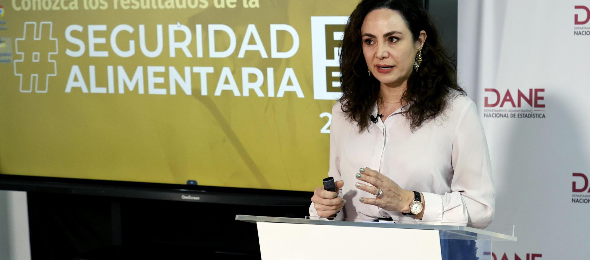 Piedad Urdinola, directora del Dane, en un conversatorio hoy viernes