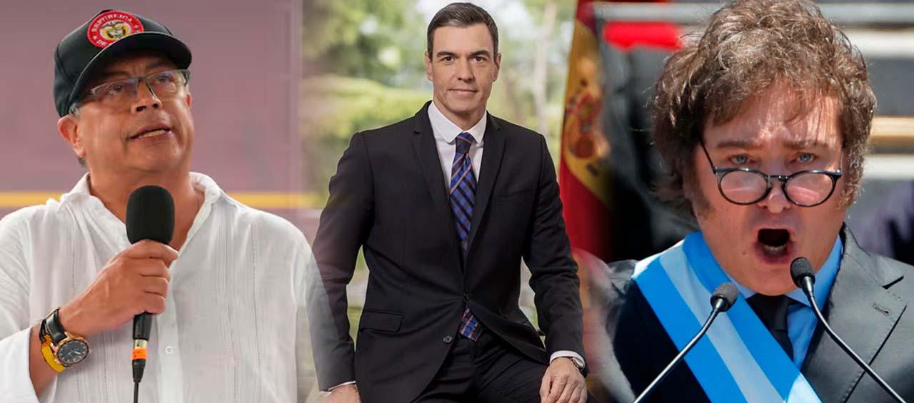 Gustavo Petro, Pedro Sánchez y Javier Milei