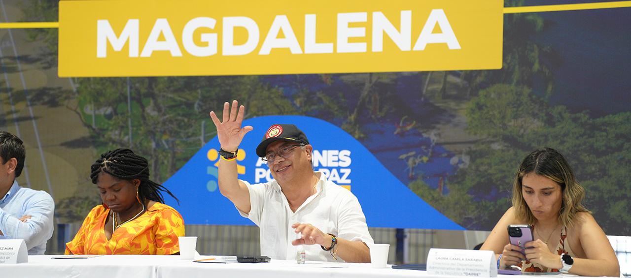 Presidente Gustavo Petro en su visita este miércoles a Santa Marta. 