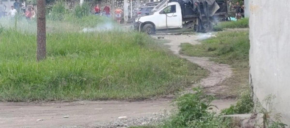 Vehículo desde donde se habría dirigido el ataque a la base militar. 