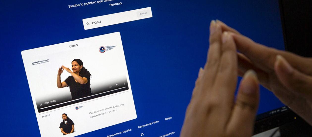 Diccionario traduce español en lengua de señas.