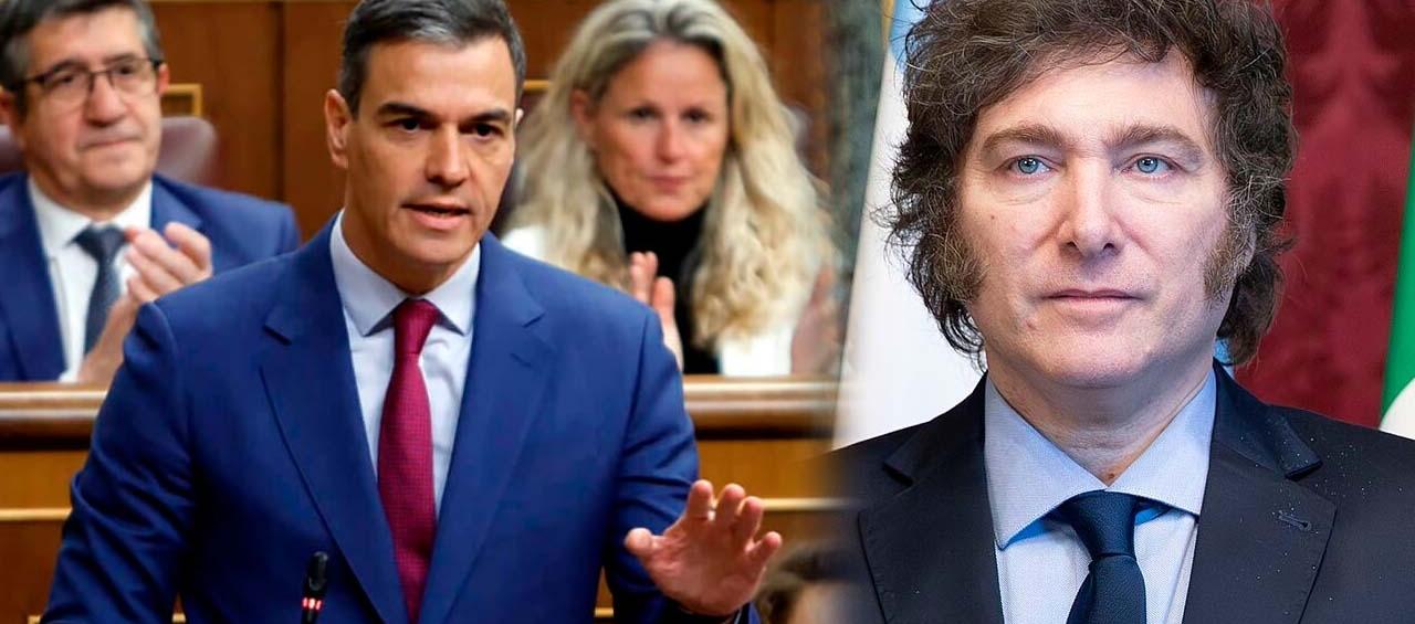 El jefe de Gobierno de España, Pedro Sánchez, y el presidente de Argentina, Javier Milei