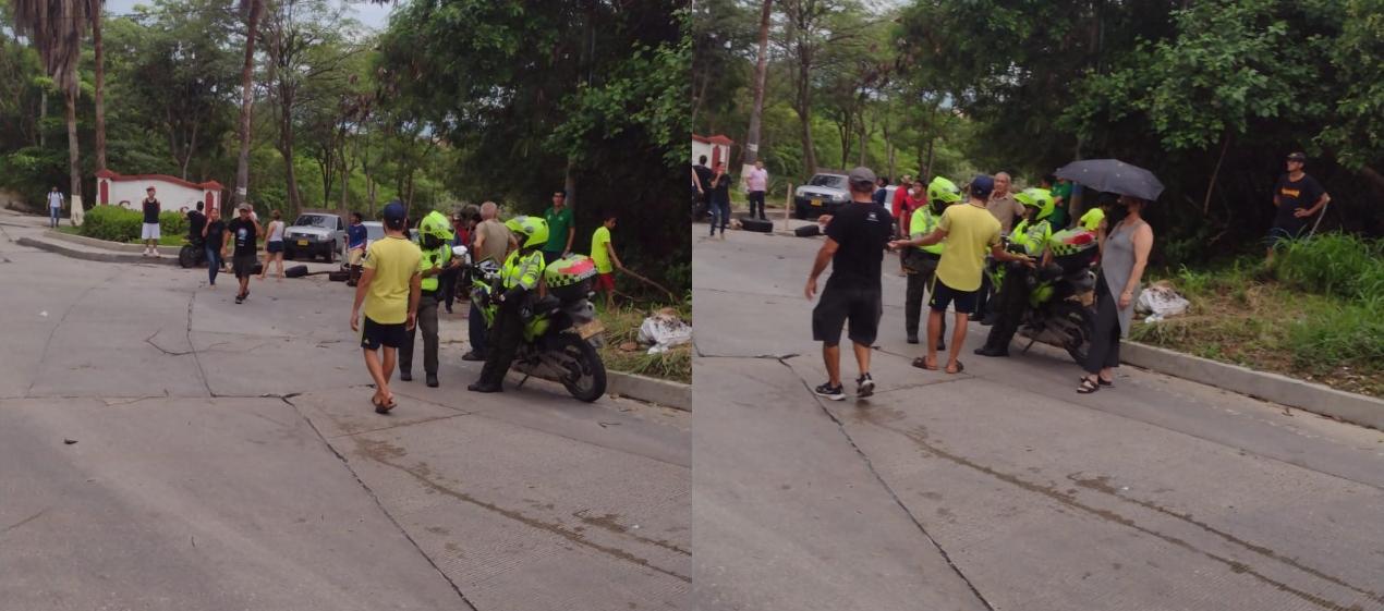 Bloqueo en la tarde de este miércoles en el barrio Campo Alegre. 