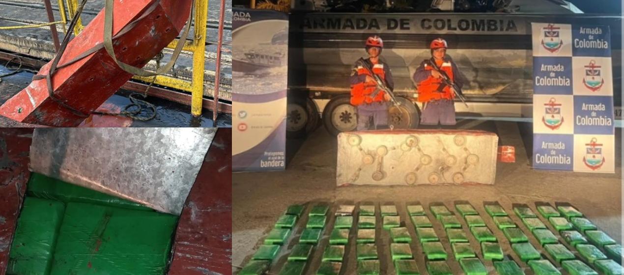 Cocaína incautada por la Armada Nacional. 