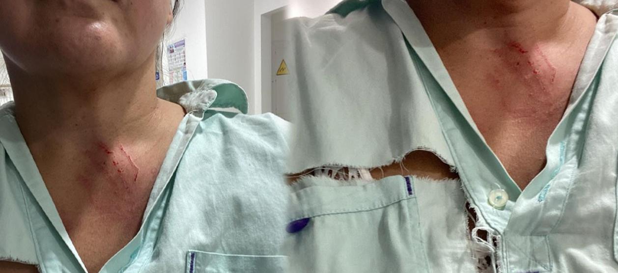 Así quedó la médica después de la agresión.