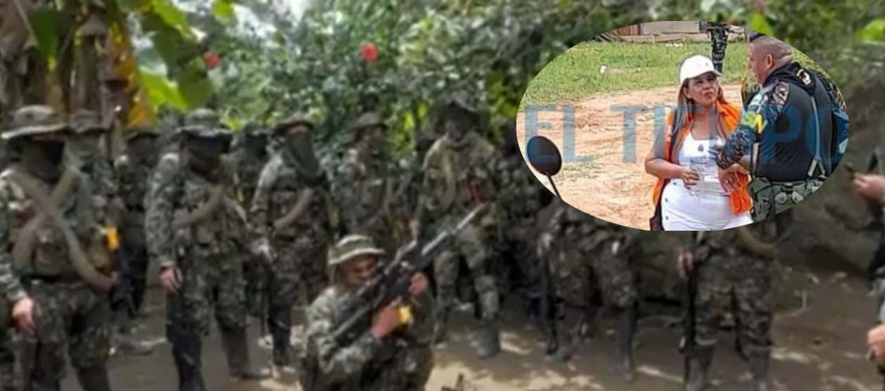 Rosa Villalba, con chaleco de Fuerza Ciudadana, y alias 'Camilo'.