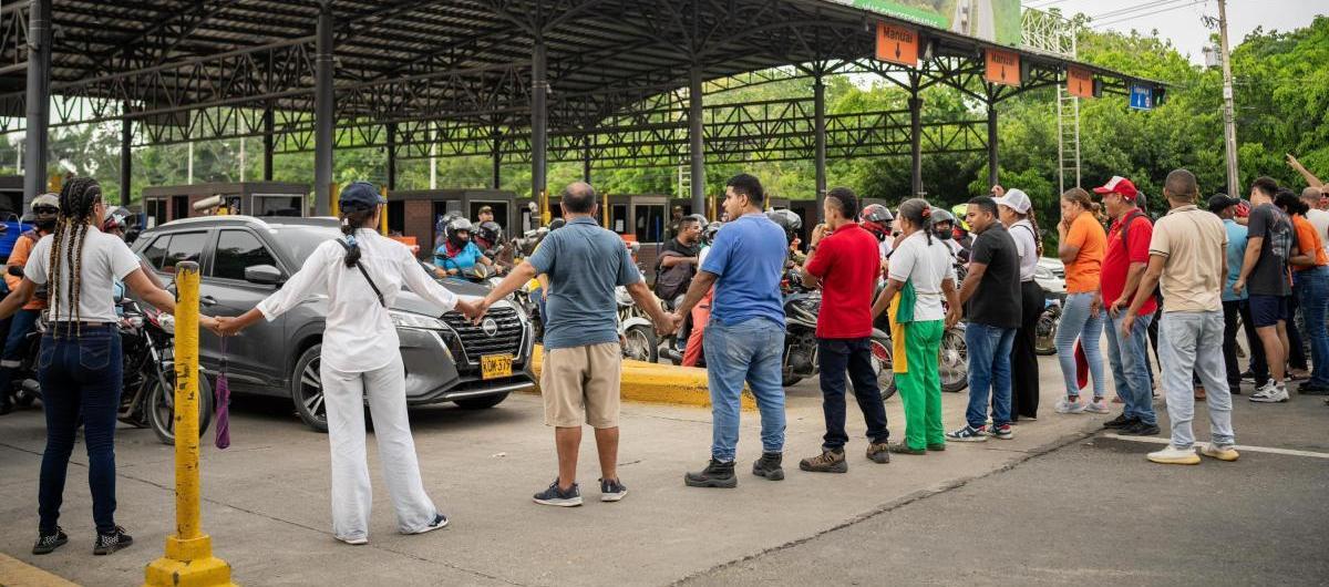 Imagen de la de las protestas de la comunidad.