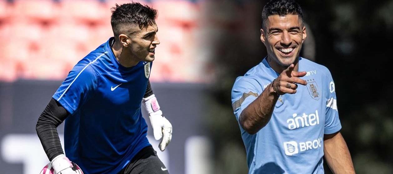 Santiago Mele y Luis Suárez, integrantes de la selección uruguaya. 