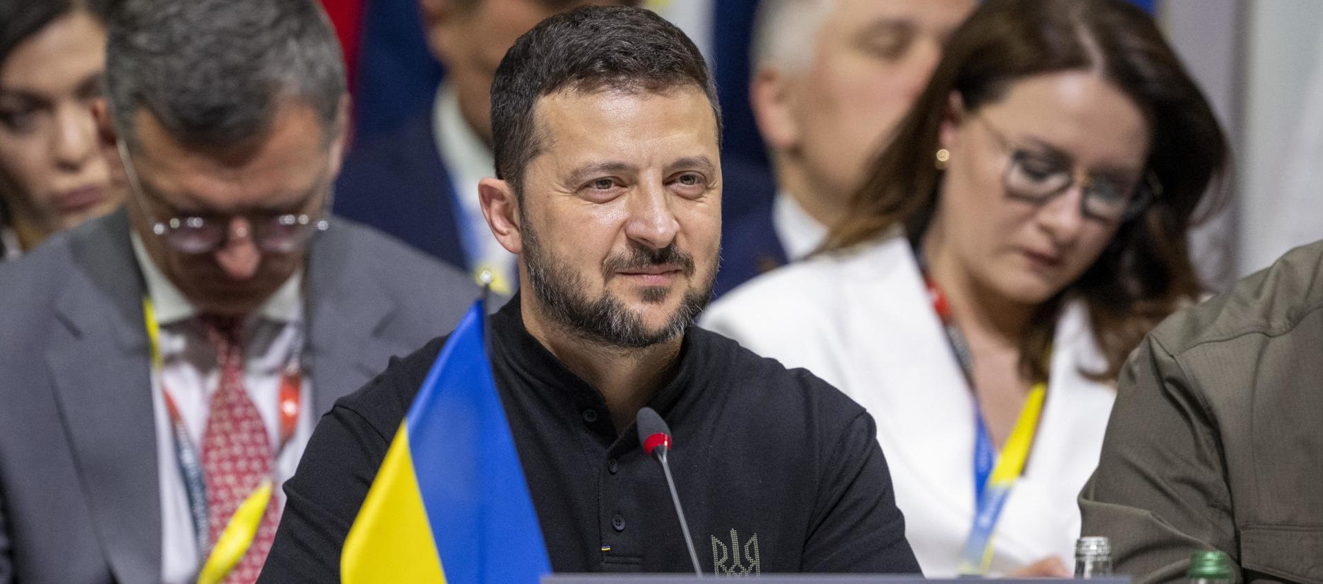 El presidente de Ucrania, Volodimir Zelensky, en la Conferencia de Paz en Suecia.