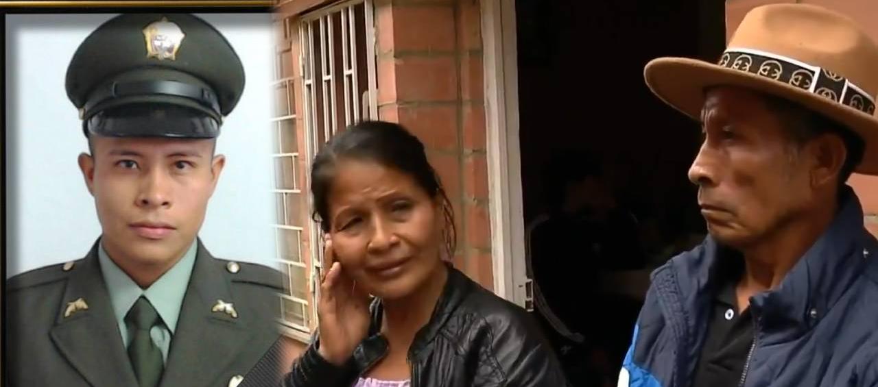 El patrullero Heiner Yoel Loaiza Colo y sus papás. 