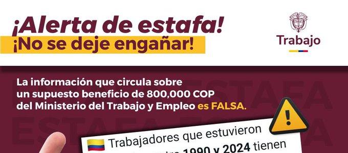 MinTrabajo alertó este lunes sobre la estafa. 