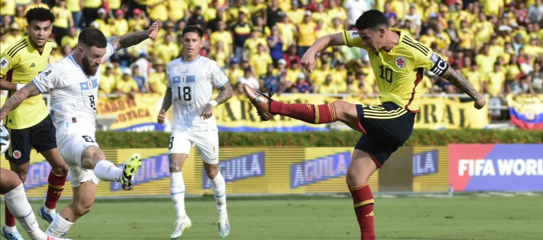 James Rodríguez marcó el primer gol de Colombia en el último juego contra Uruguay, el pasado 12 de octubre, en Barranquilla, por la Eliminatoria Sudamericana.