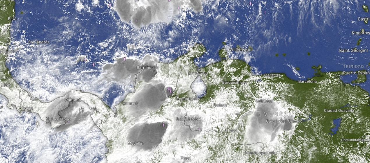 Imagen satelital de este viernes en la Región Caribe Colombiana.  