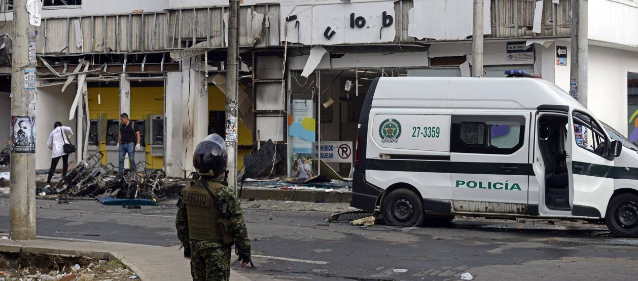 Lugar de ataque con explosivos en Jamundí.