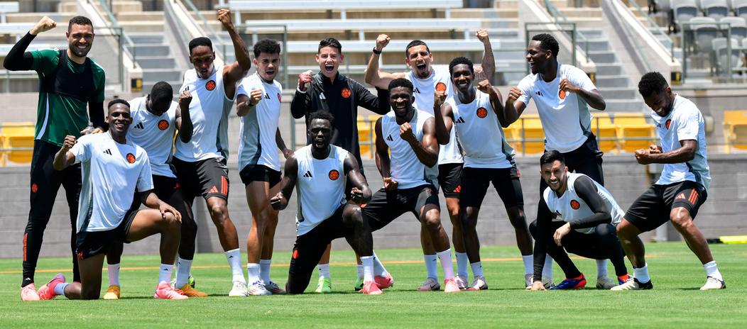 La Selección Colombia en una sesión de entrenamientos, este viernes