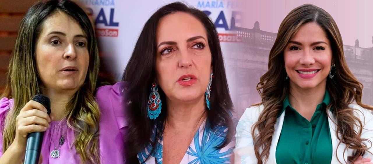 Las congresistas Paloma Valencia, María Fernanda Cabal y Cathy Juvinao. 