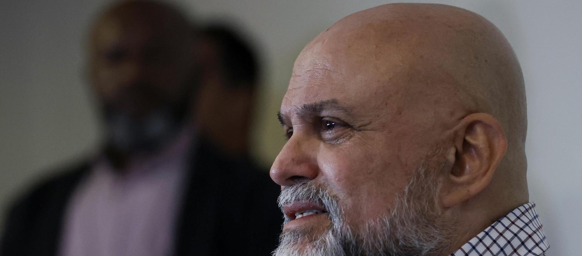 Mancuso en rueda de prensa tras su libertad.