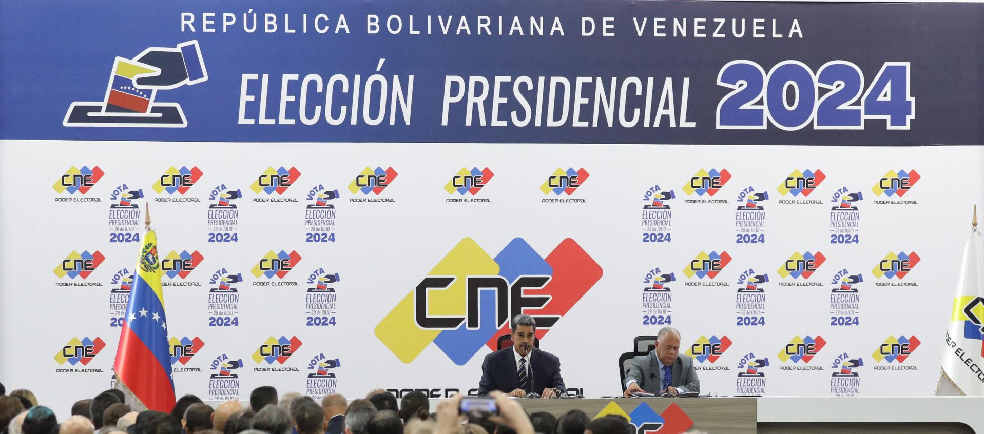 Nicolás Maduro luego de ser proclamado Presidente reelecto.