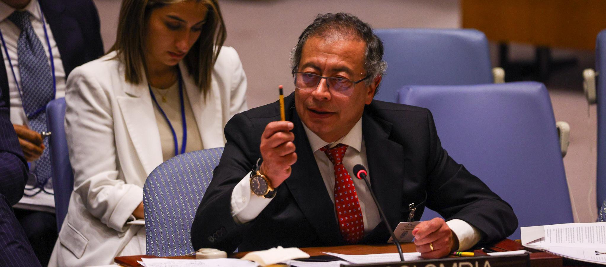 El Presidente Gustavo Petro en el Consejo de Seguridad de la ONU.