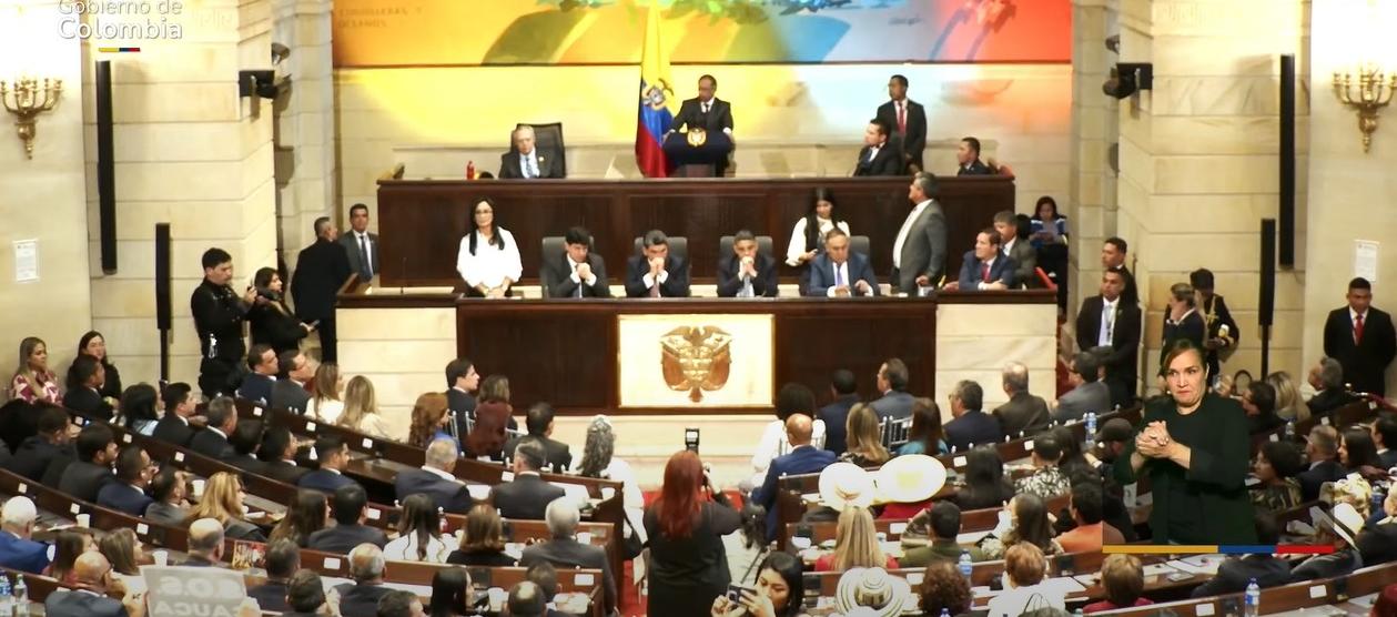 El presidente Gustavo Petro durante su discurso en el Congreso. 
