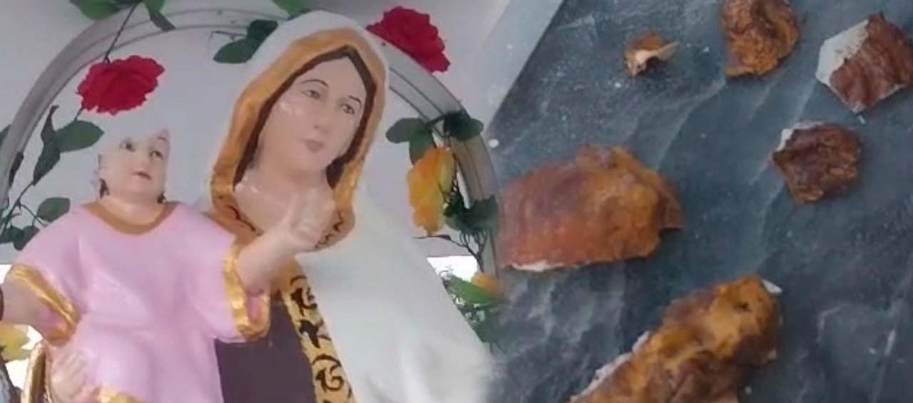 Imagen de la Virgen del Carmen vandalizada. 