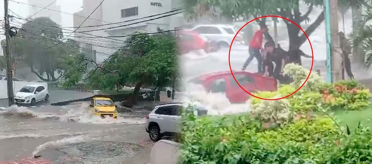 Imágenes de los vehículos y los rescatados.