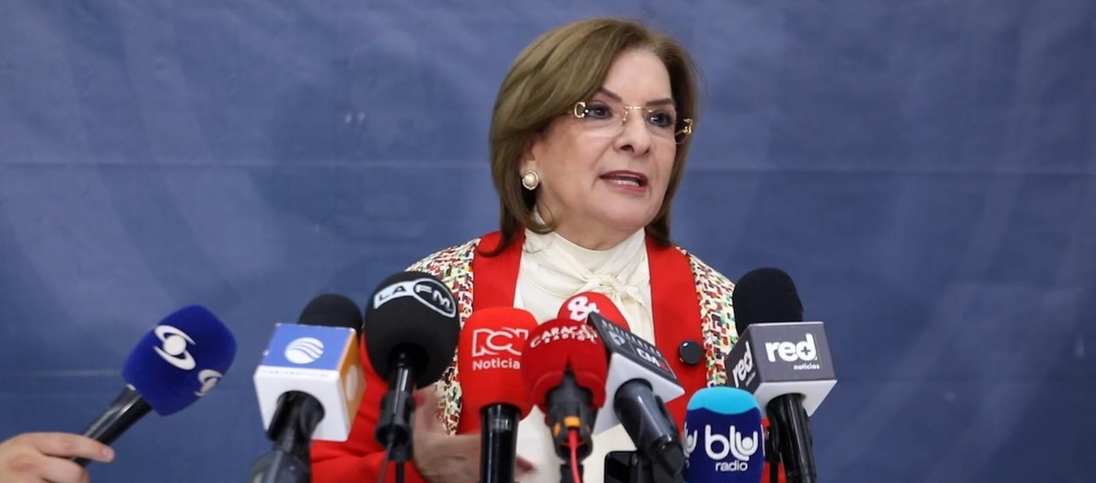 Margarita en rueda de prensa.