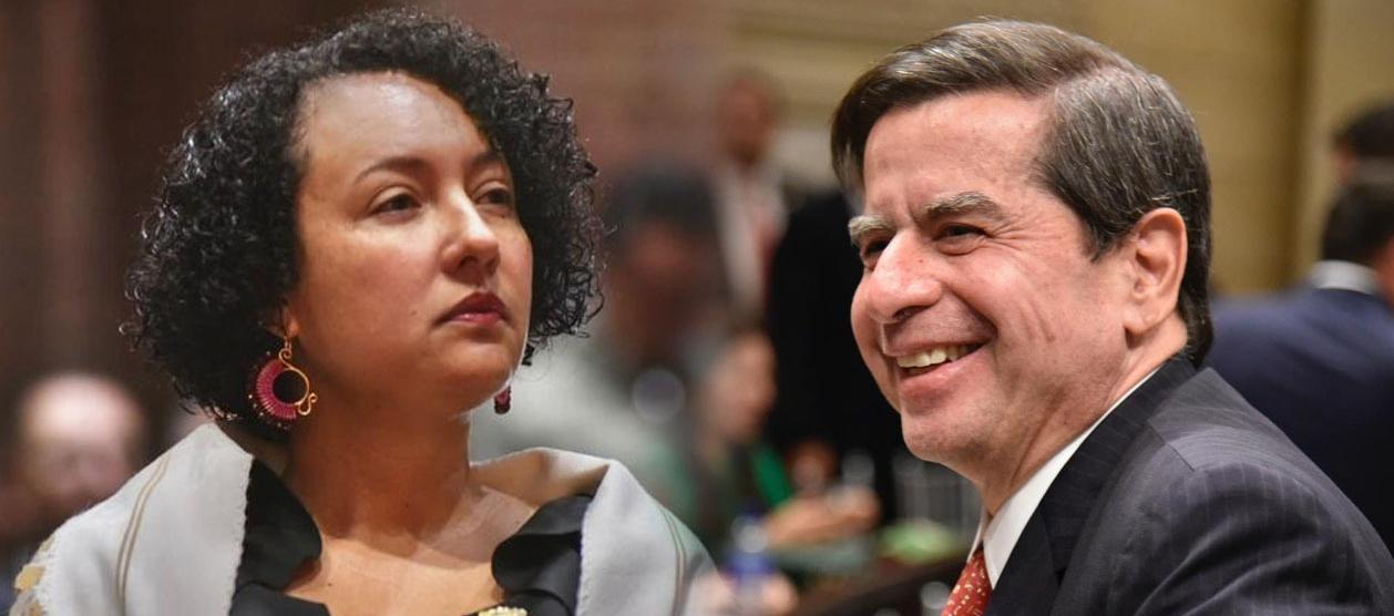 La senadora Isabel Zuleta y el Ministro del Interior, Juan Fernando Cristo.