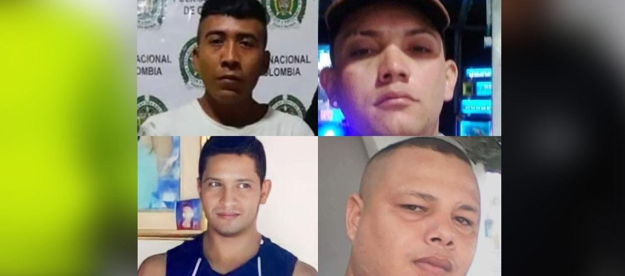 Naiver Jesús Velázquez Nisperuza, capturado, y los tres hombres asesinados. 