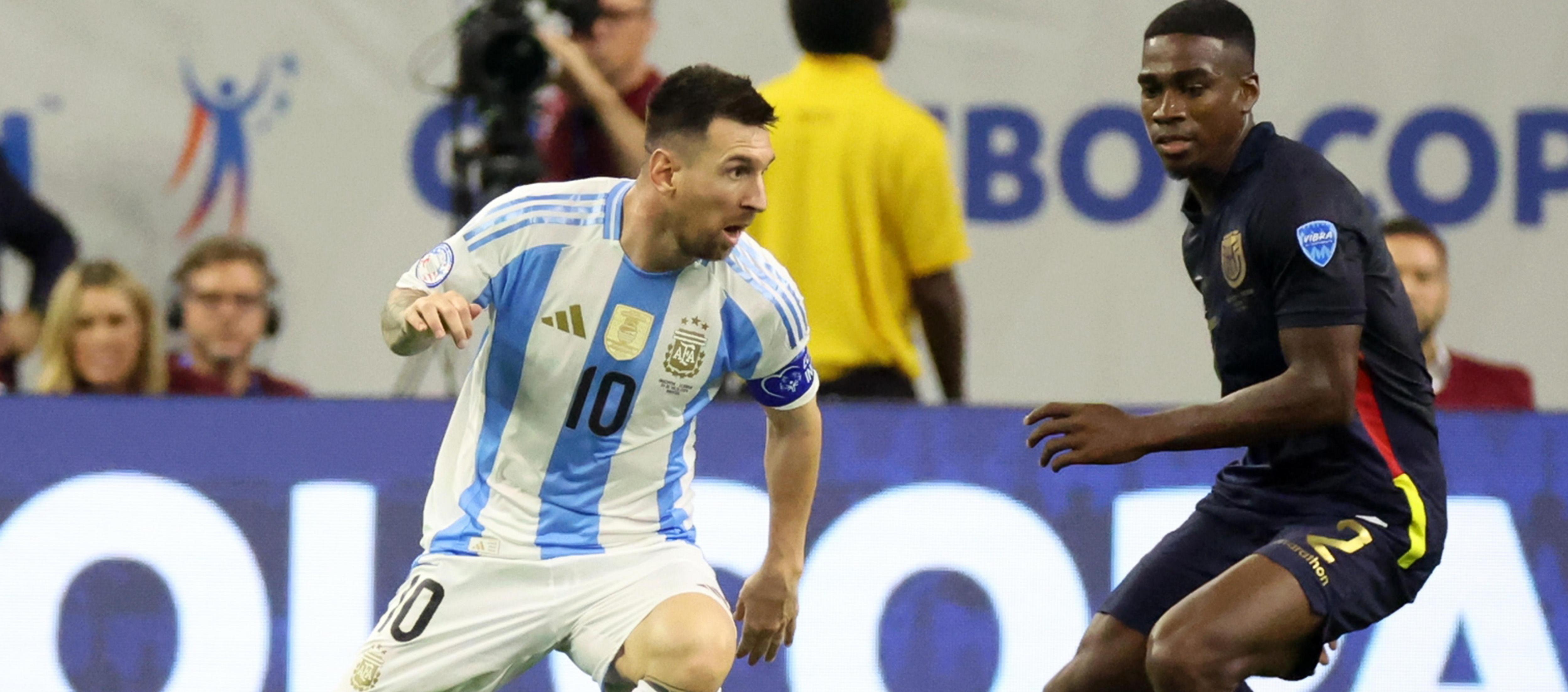 Lionel Messi durante el partido de cuartos de final contra Ecuador.