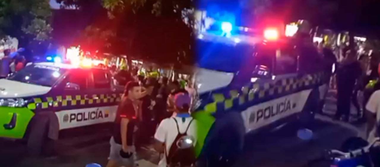 Momento en que la Policía trasladaba al baleado a un centro asistencial. 